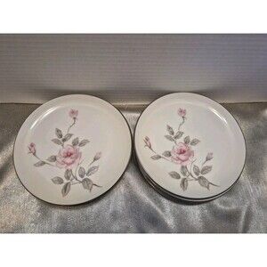 Three Castle China Garland Set Of 8 Salad/Dessert Plates Pink Roses